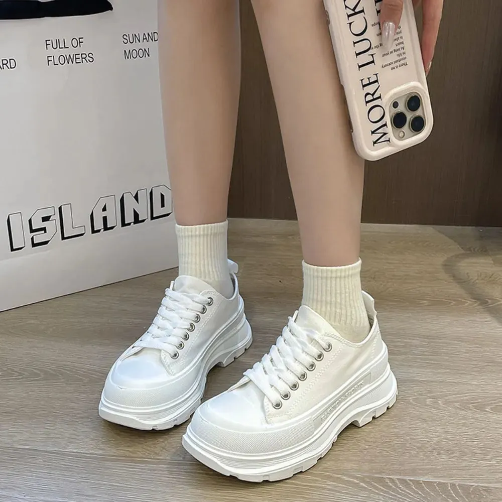 Lace-Up Round Toe Platform Sneakers – Canvas Chunky Sole sold by Zulily product image thumbnail 5