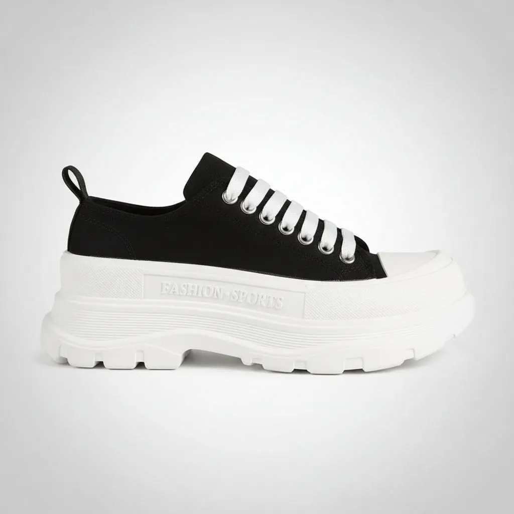 Lace-Up Round Toe Platform Sneakers – Canvas Chunky Sole sold by Zulily product image thumbnail 2