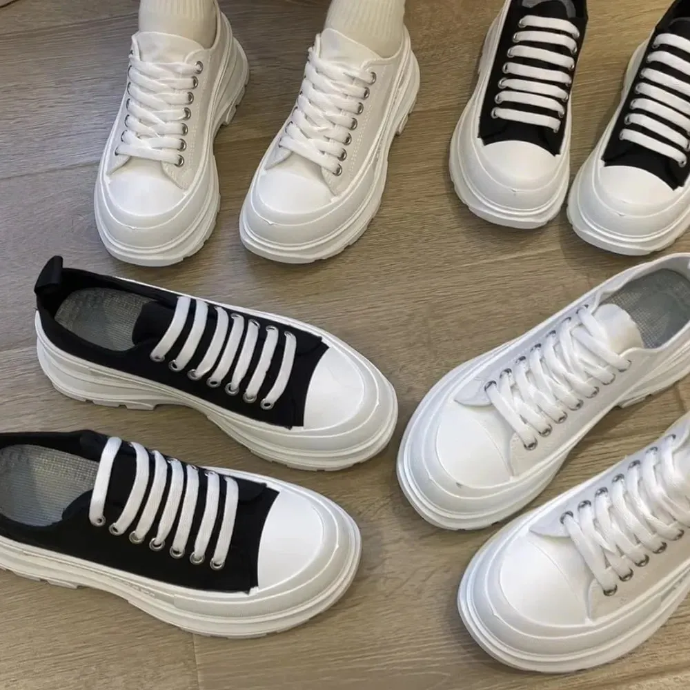 Lace-Up Round Toe Platform Sneakers – Canvas Chunky Sole sold by Zulily product image thumbnail 3