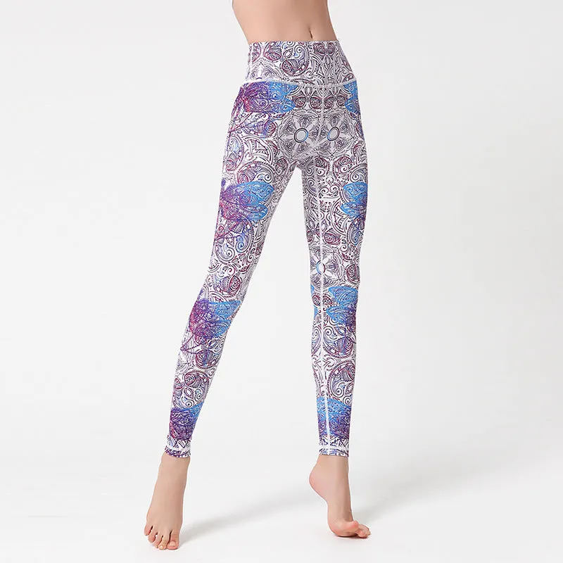 π Marble Print High-Waist Yoga Leggings β Sculpted Fit in Bold Purple sold by Zulily product image thumbnail 4