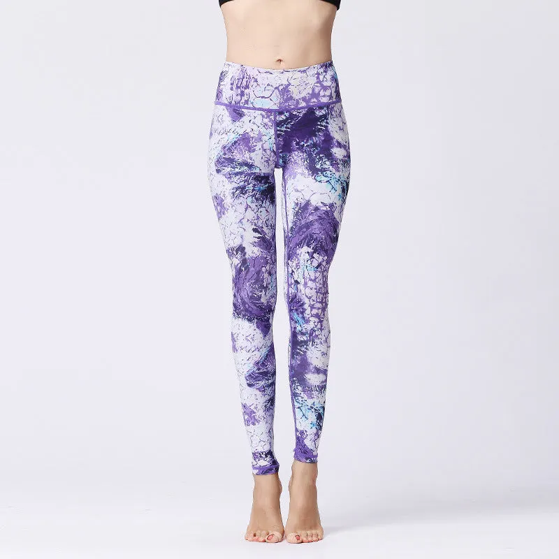 💜 Marble Print High-Waist Yoga Leggings – Sculpted Fit in Bold Purple made by Zulily