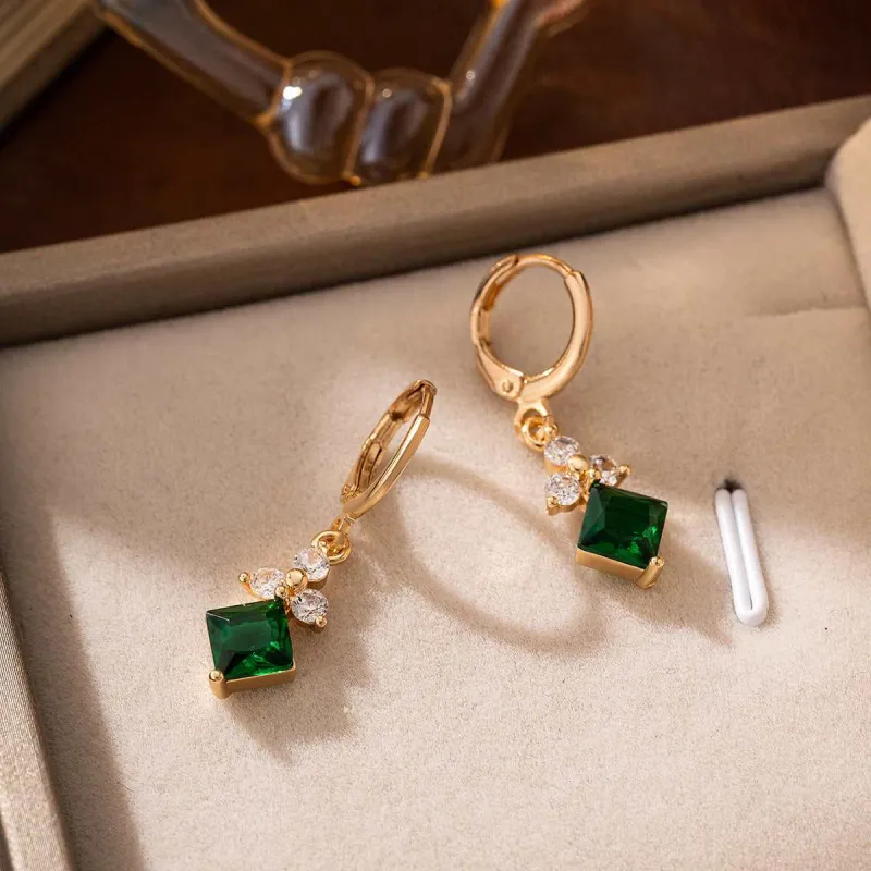 Emerald Crystal & Cubic Zirconia Goldtone Flower Rhombus Huggie Earrings made by Zulily