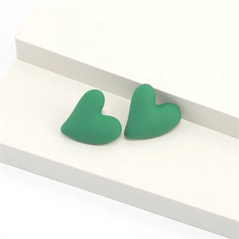 Green Acrylic & Silvertone Heart Stud Earrings made by Zulily