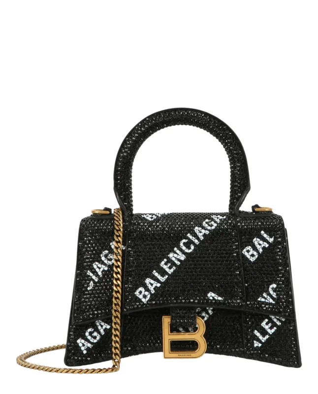 Balenciaga Hourglass Xs Top Handle Bag With Allover Logo Strass made by Balenciaga