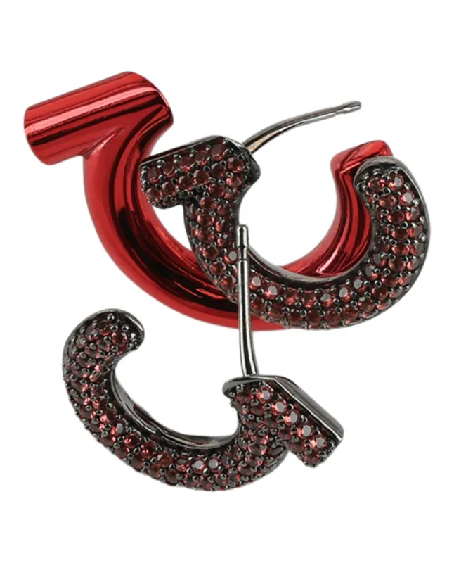 Ferragamo Crystal-Embellished Gancini Half-Hoop Earrings made by Salvatore Ferragamo