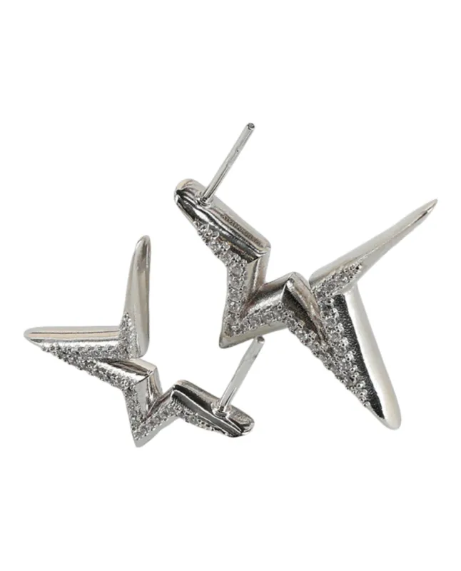 Ferragamo Crystal-Embellished Asymmetrical Star Earrings made by Salvatore Ferragamo