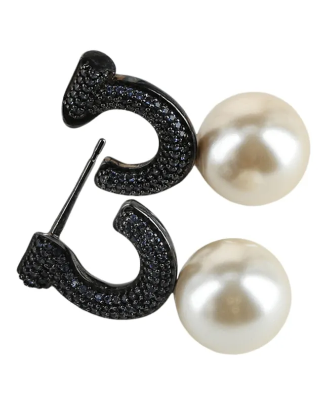 Ferragamo Gancini Faux Pearl Stud Earrings made by Salvatore Ferragamo