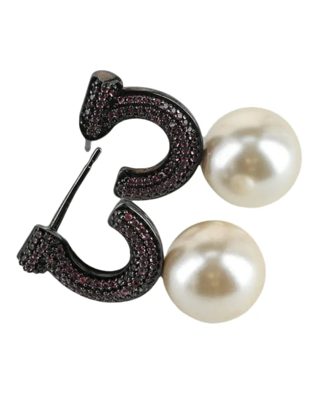 Ferragamo Gancini Faux Pearl Stud Earrings made by Salvatore Ferragamo