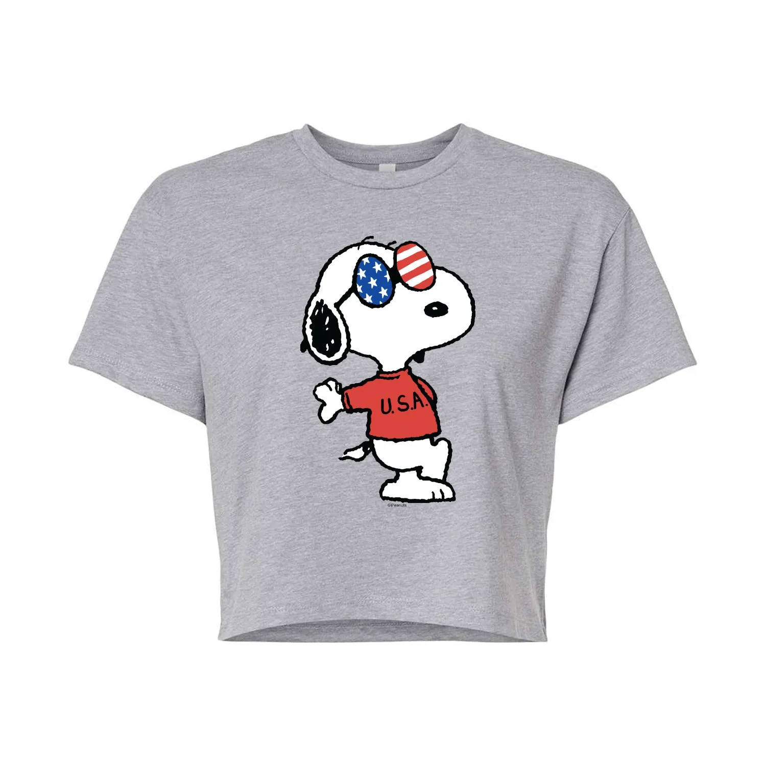 Peanuts - Snoopy USA Shades - Juniors Cropped Graphic T-Shirt sold by Zulily