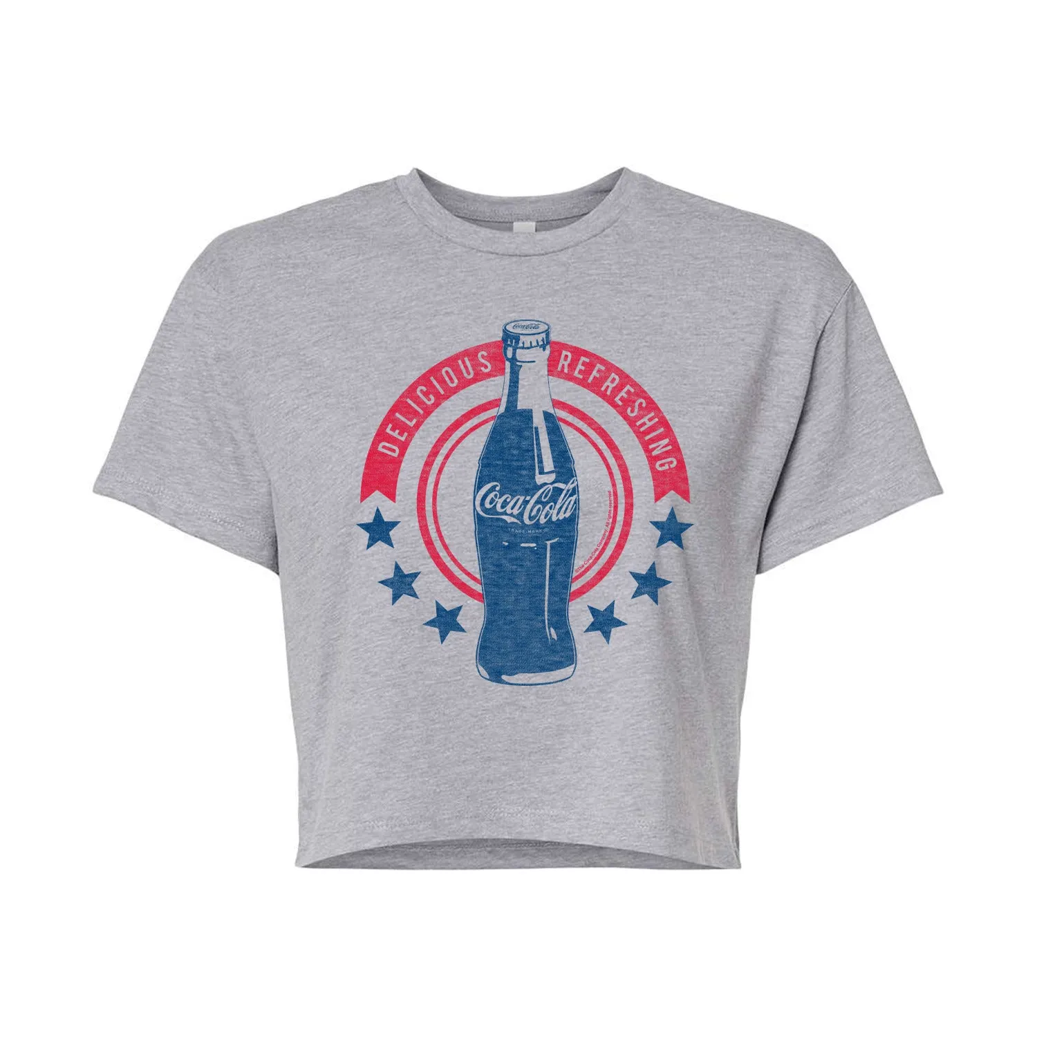 Coca-Cola - Stars Delicious Refreshing - Juniors Cropped Cotton Blend T-Shirt sold by Zulily