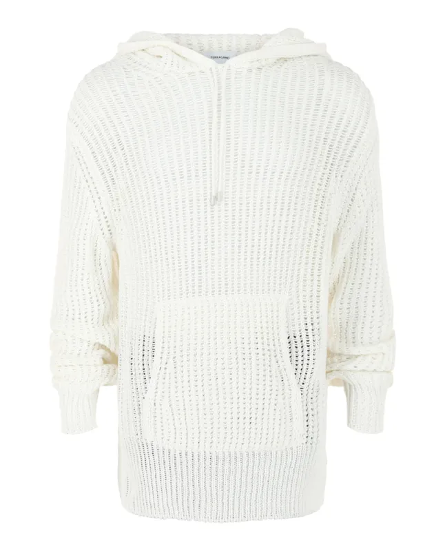 Ferragamo Crochet Drop-Sleeve Hoodie made by Salvatore Ferragamo