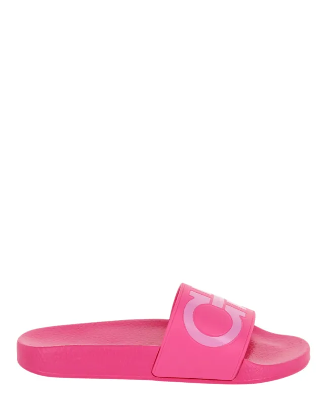 Ferragamo Groovy Dual Gancini Slides made by Salvatore Ferragamo