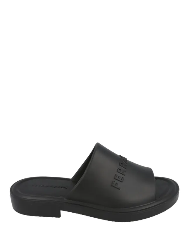 Ferragamo Giuneva Logo Embossed Slides made by Salvatore Ferragamo