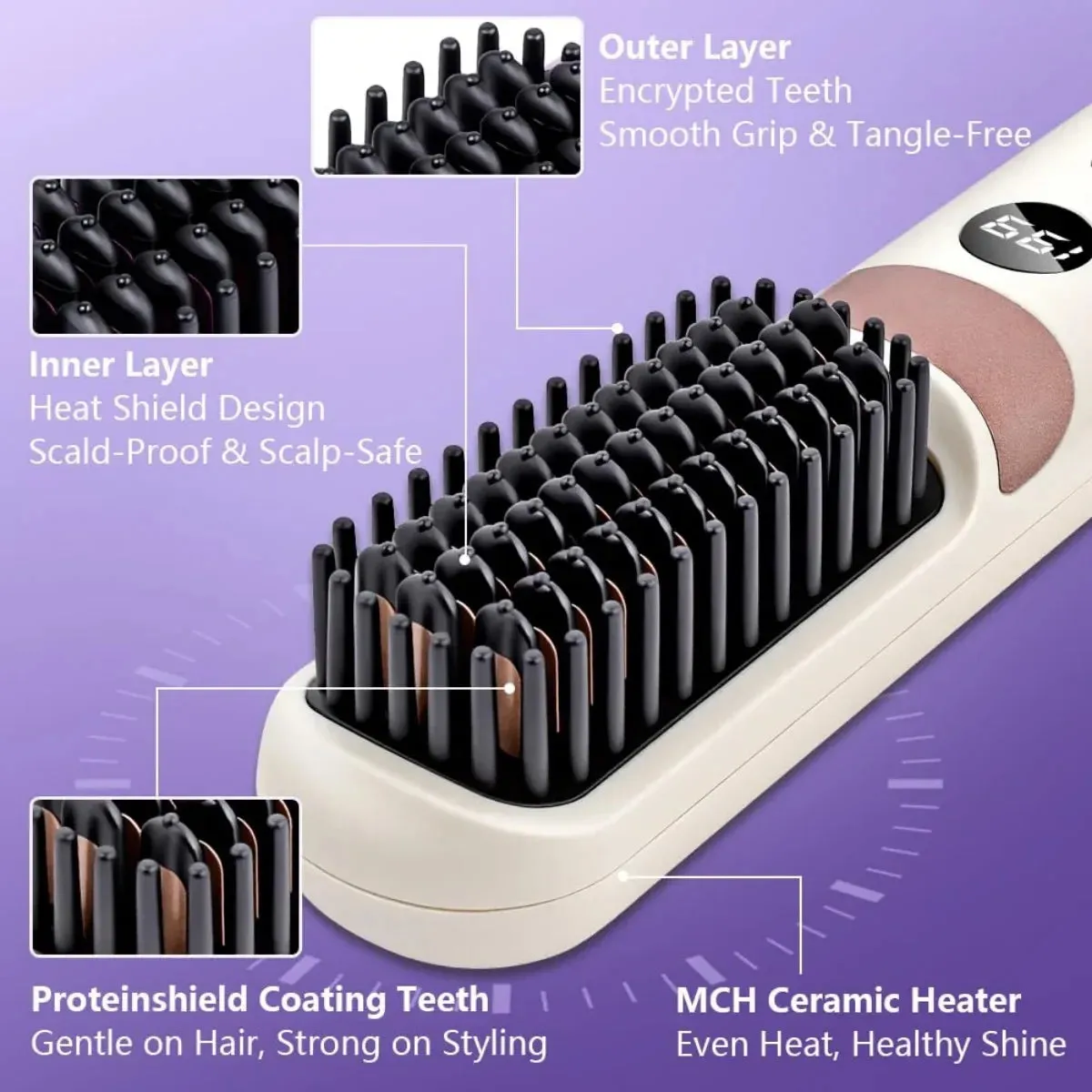 Wireless Rechargeable Hair Straightener Brush sold by Zulily product image thumbnail 4