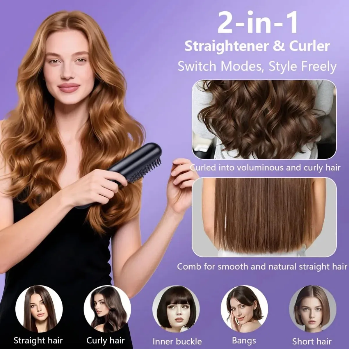 Wireless Rechargeable Hair Straightener Brush sold by Zulily product image thumbnail 5