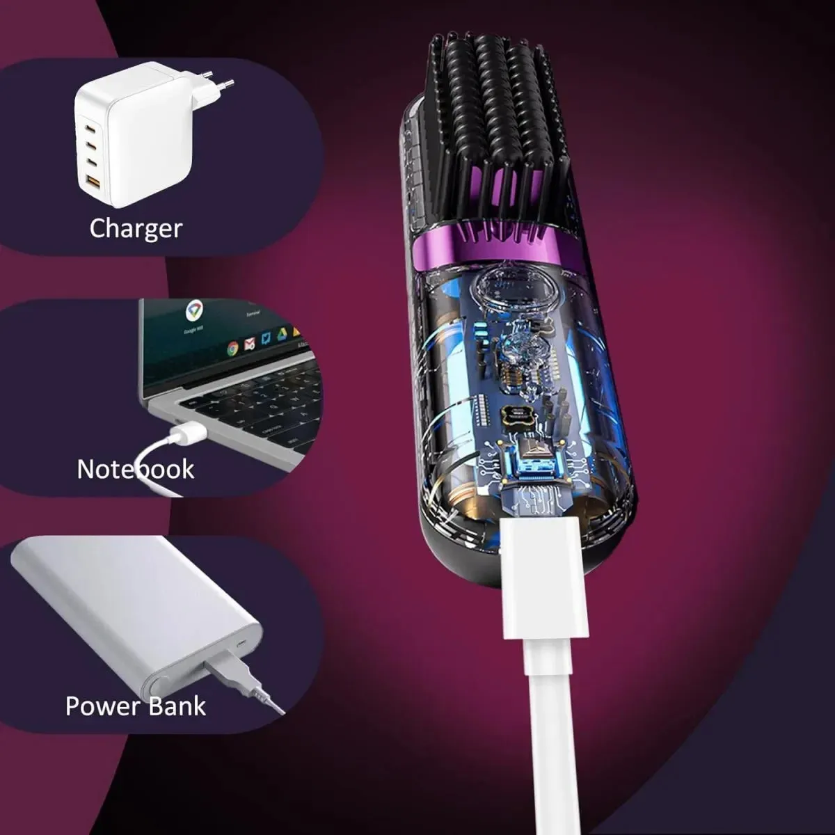 Wireless Rechargeable Hair Straightener Brush sold by Zulily product image thumbnail 3
