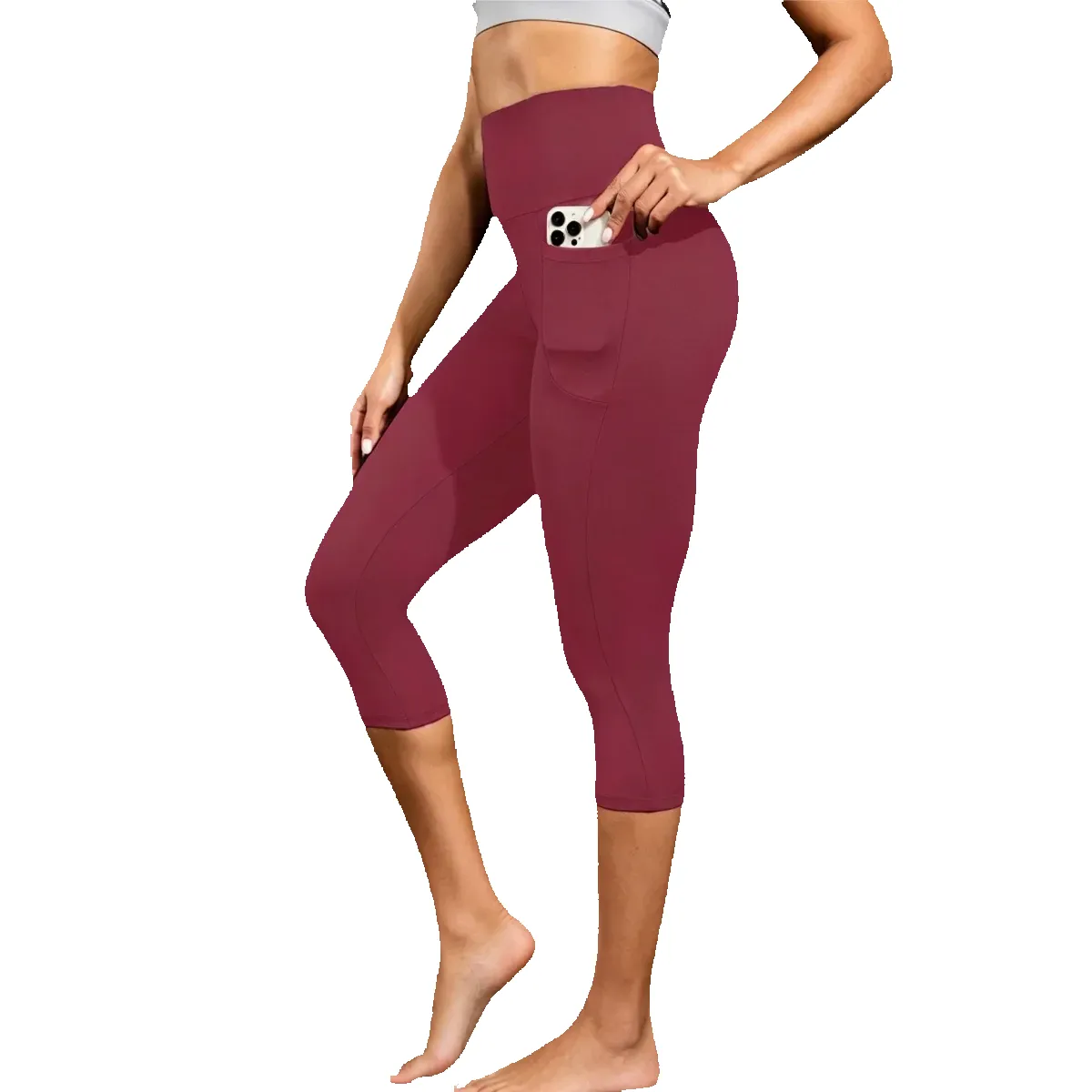 Women’s High Waist Capri Leggings with Pockets sold by Zulily product image thumbnail 5