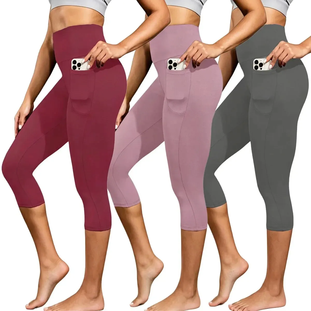 Women’s High Waist Capri Leggings with Pockets sold by Zulily product image thumbnail 4