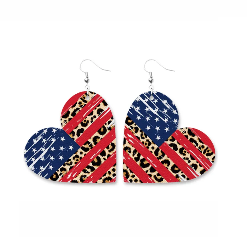 Red Blue Heart Flag Drop Earrings for Women, Patriotic 4th of July Jewelry made by Zulily