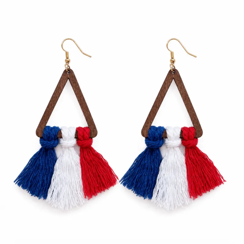 Red White Blue Tassel Drop Earrings for Women, Patriotic 4th of July Jewelry made by Zulily