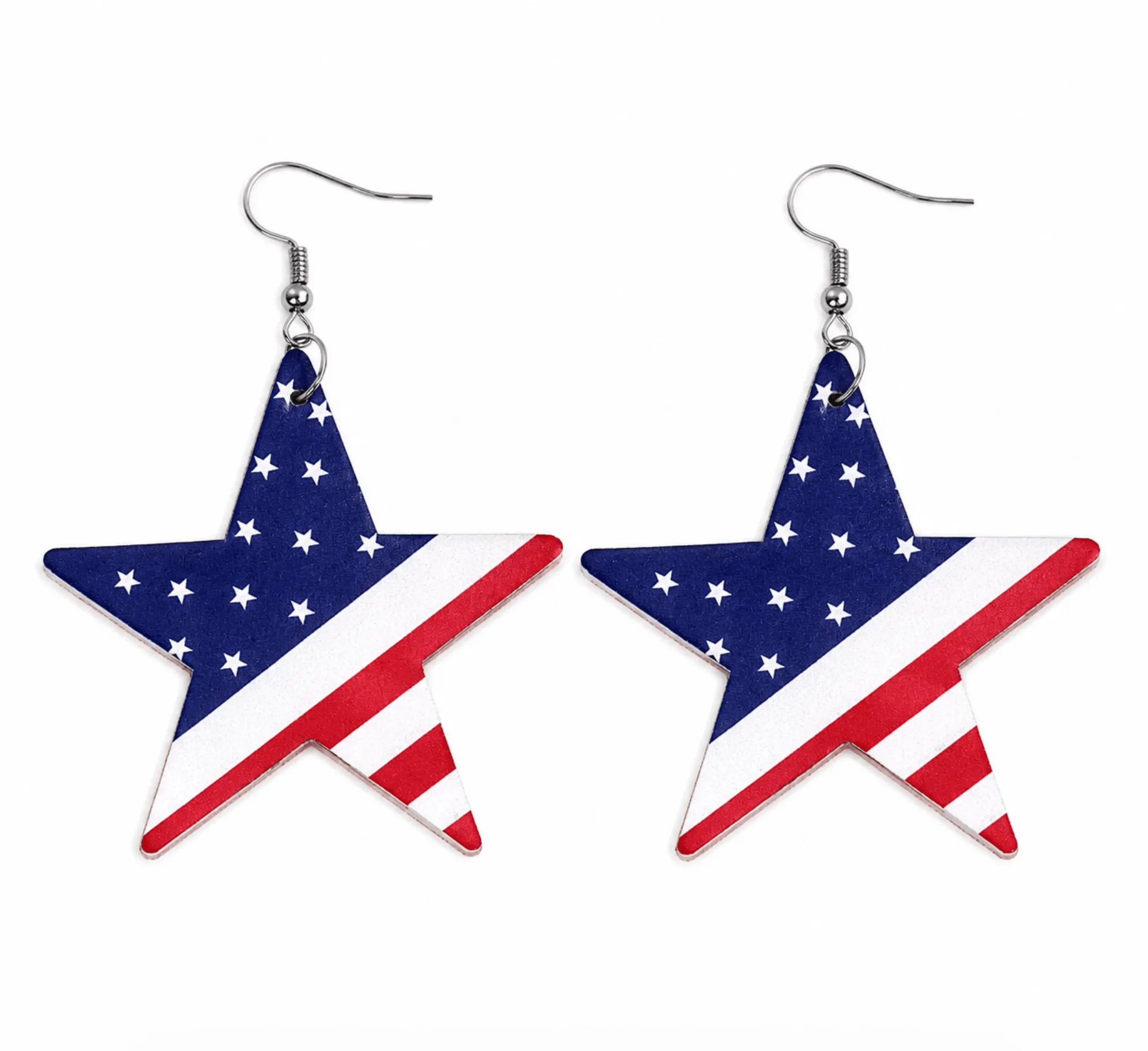 American Flag Star Drop Earrings for Women, Red White Blue 4th of July Jewelry sold by Zulily