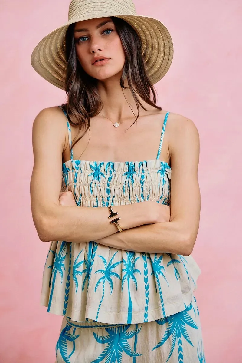 SO ME Palm Tree Smocked Bodice Adjustable Cami Top sold by Zulily product image thumbnail 4