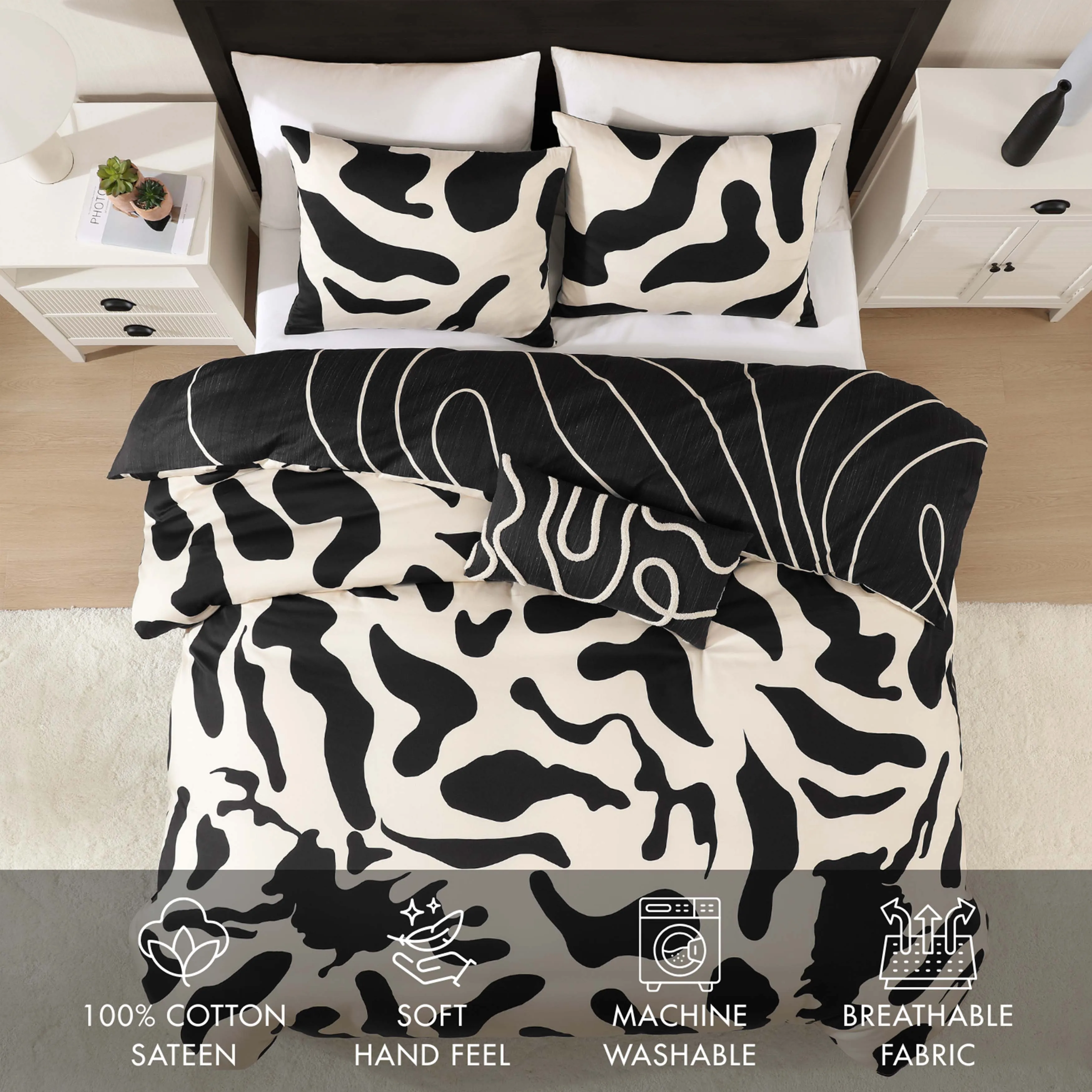 BebeTeen Ebony and Ivory Reversible Comforter Set sold by Zulily product image thumbnail 3