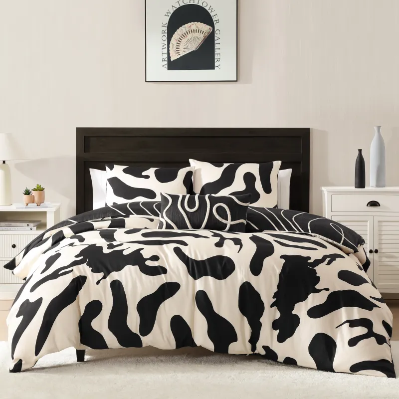 BebeTeen Ebony and Ivory Reversible Comforter Set made by Zulily