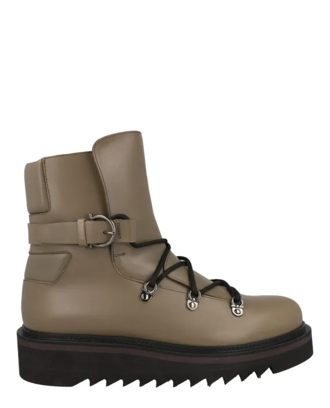 Ferragamo Giulio Lace-Up Demi Boots made by Salvatore Ferragamo