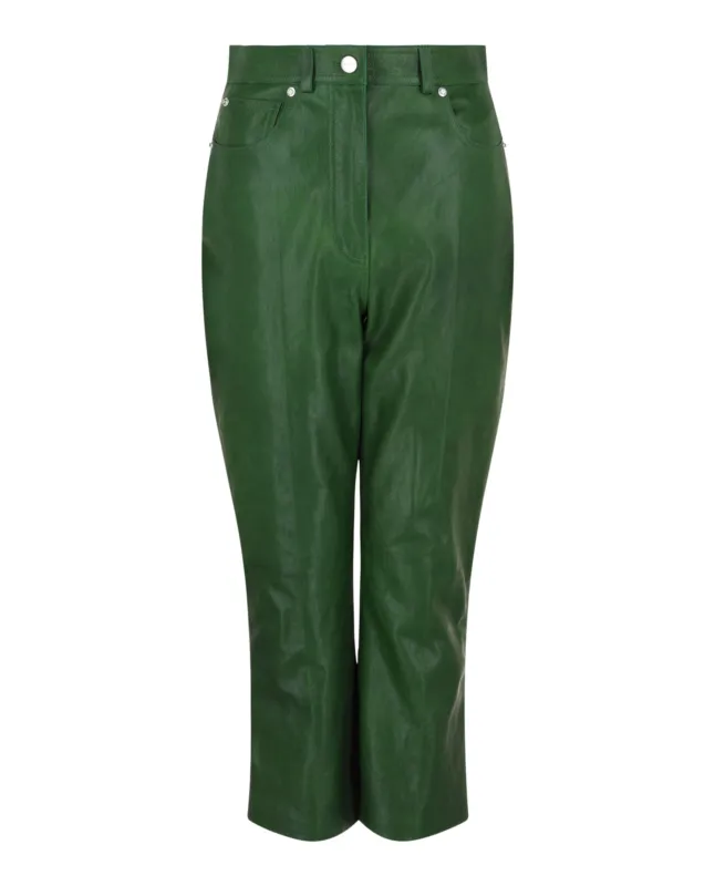 Ferragamo Cropped Leather Straight-Leg Pants made by Salvatore Ferragamo