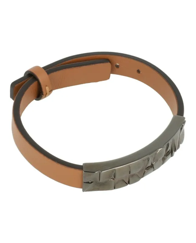 Ferragamo Embossed Geometric Accent on a Leather Bracelet made by Salvatore Ferragamo