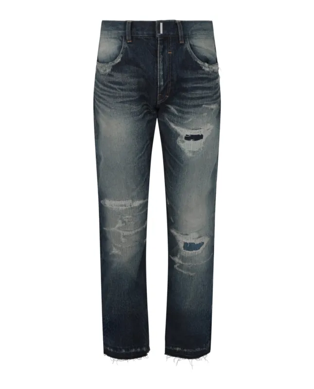 Givenchy Distressed Straight Fit 5 Pocket Jeans made by Givenchy