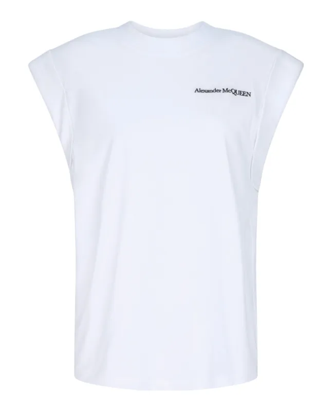 Alexander McQueen Logo Embroidered Cotton T-Shirt made by Alexander McQueen