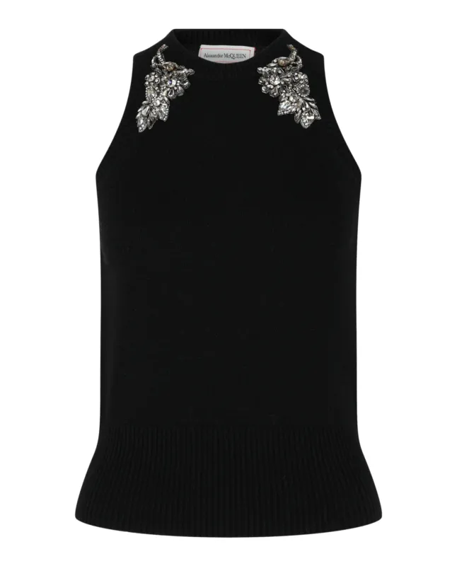 Alexander McQueen Crystal Embellished Racerback Tank Top made by Alexander McQueen