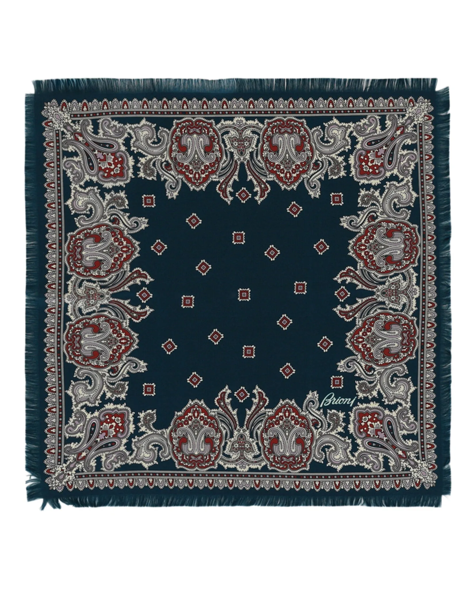 Brioni Paisley Print Silk Pocket Square sold by Zulily