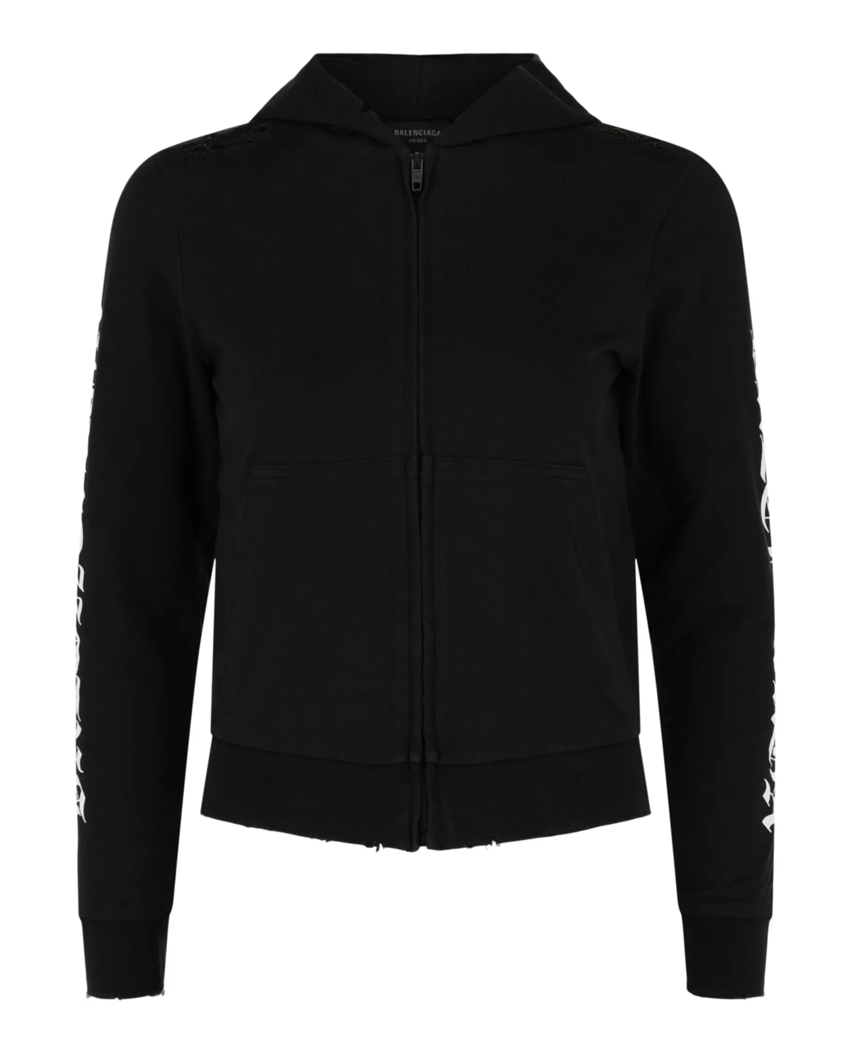 Balenciaga Distressed Print Logo Zip-Up Hoodie sold by Zulily