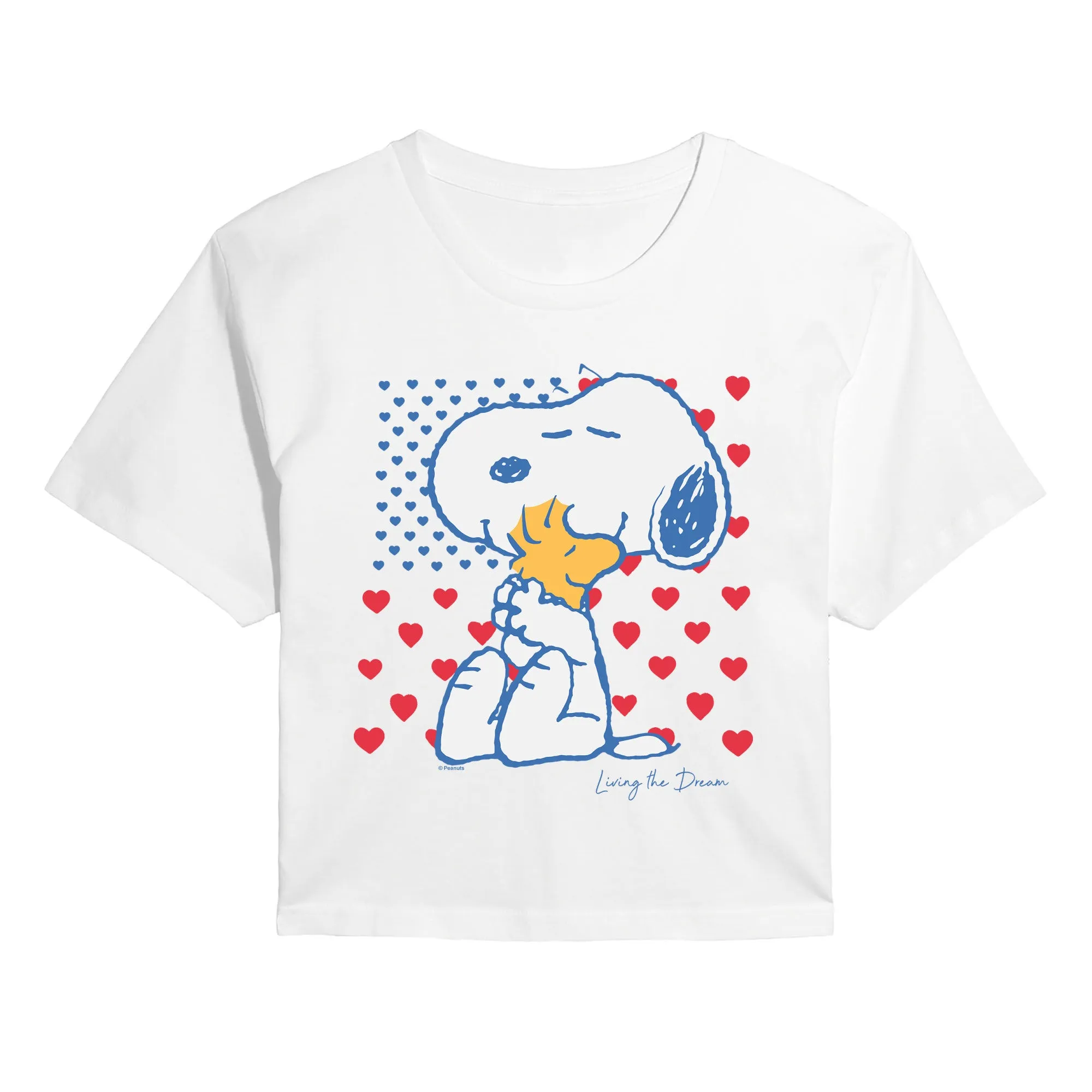 Peanuts - Snoopy Americana Heart Flag - Juniors Cropped Graphic T-Shirt sold by Zulily