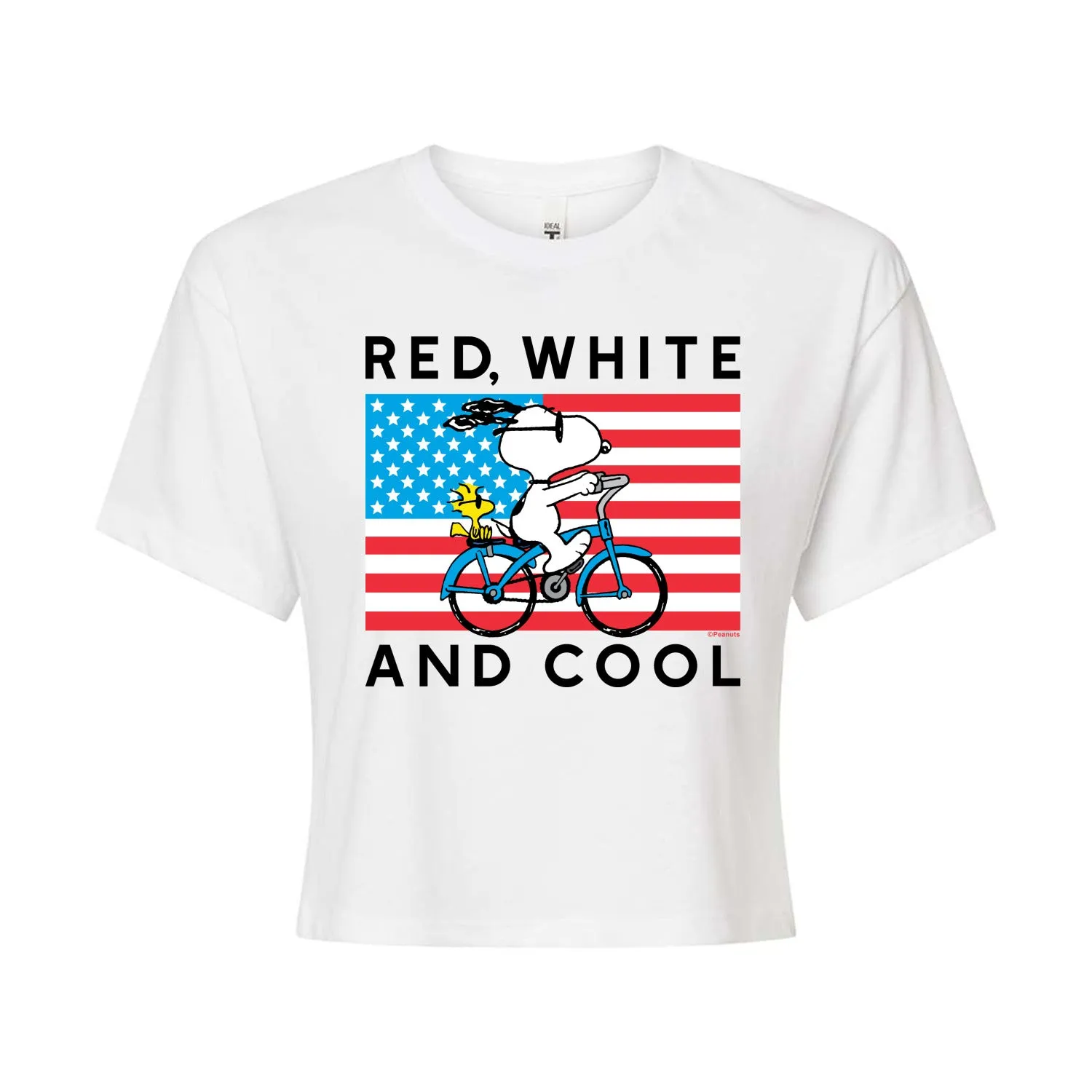 Peanuts - Red White and Cool Bike - Juniors Cropped Graphic T-Shirt sold by Zulily product image thumbnail 2