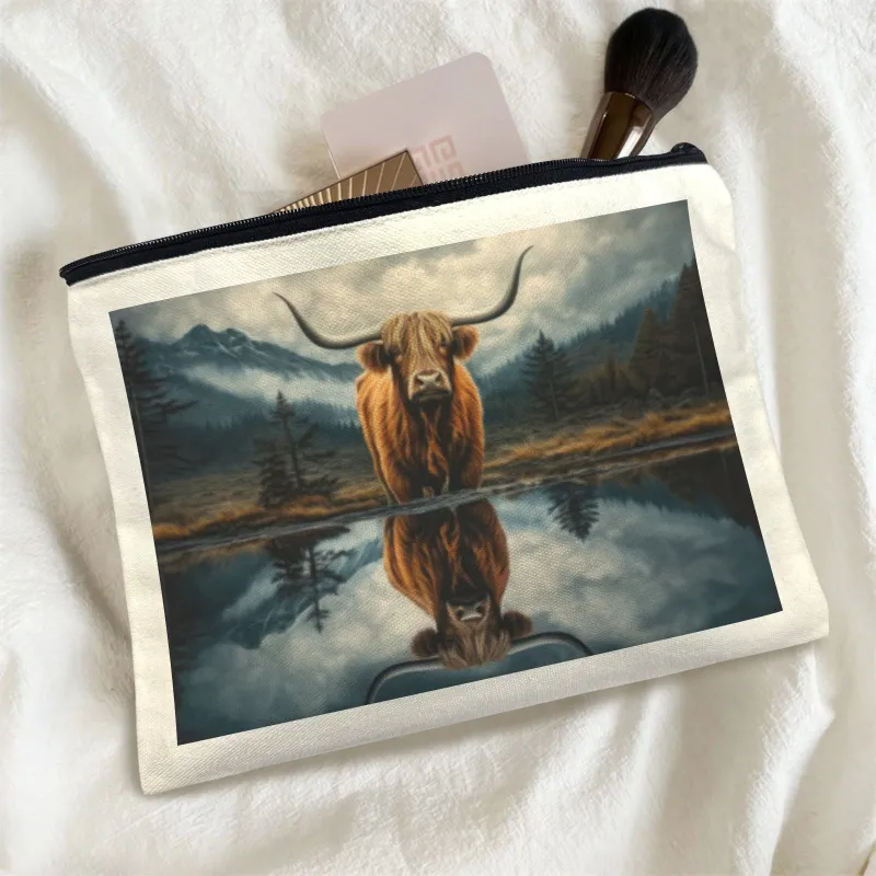 Baha Ranch Reflection Highland Cow Cosmetic Bag Made in America made by Zulily