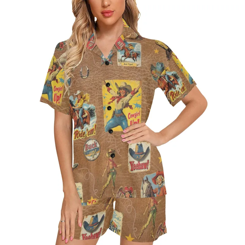 Vintage Cowgirl Collage Pajama Set made by Zulily