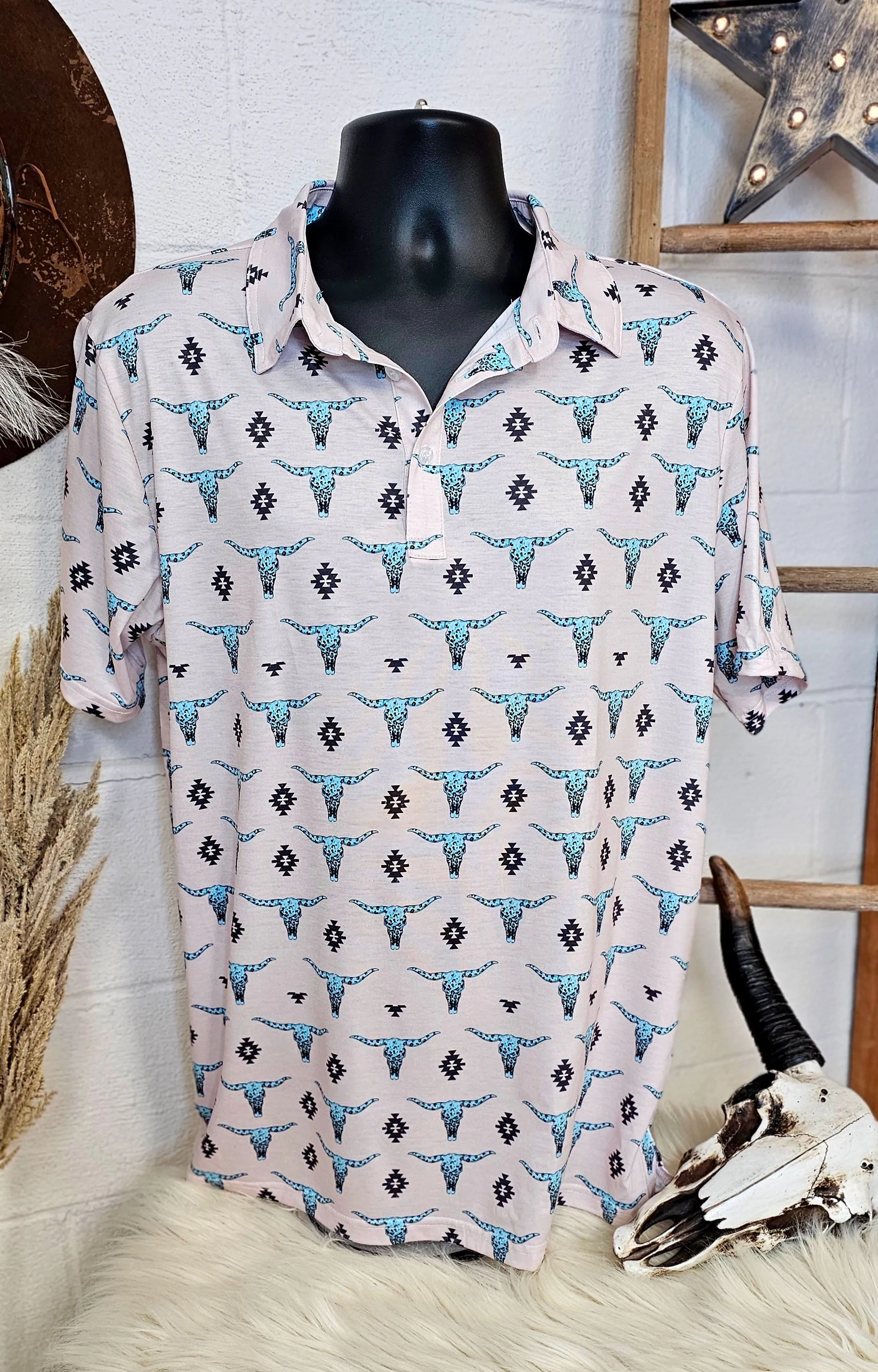 Turquoise Longhorn Polo Style Shirt sold by Zulily