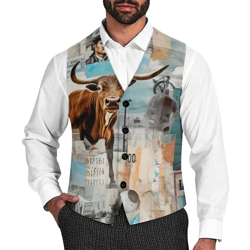 Vintage Western Collage Men's Vest made by Zulily