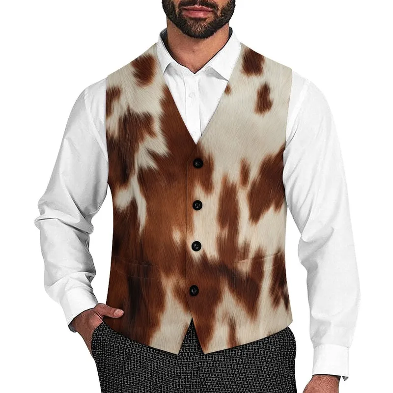 Cowhide Print Men's Western Vest made by Zulily