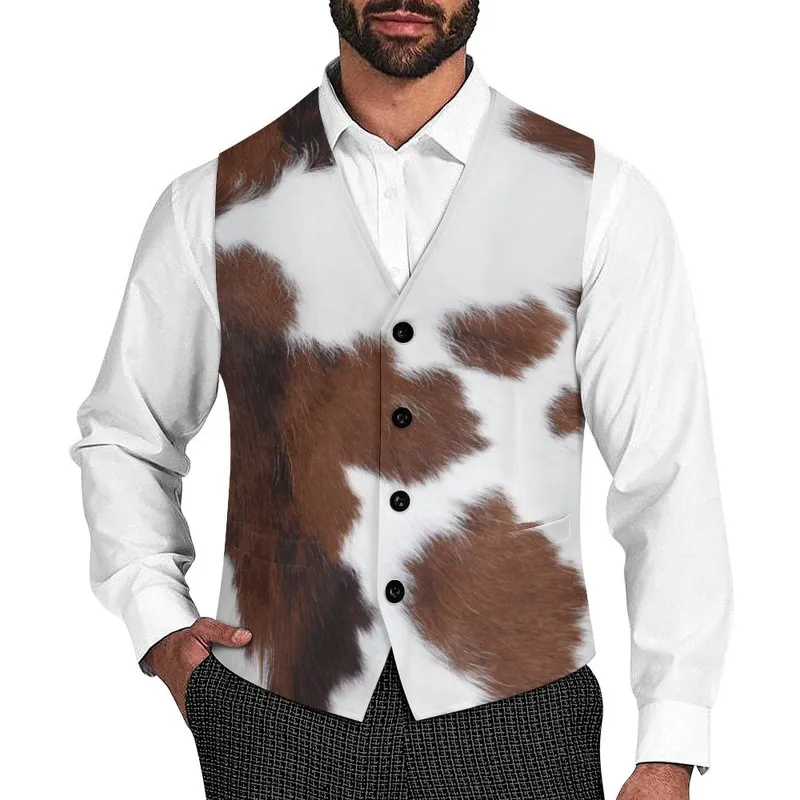 Cowhide Print Men's Western Vest made by Zulily