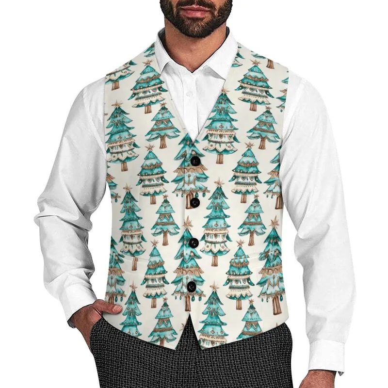Turquoise Christmas Trees Men's Western Vest made by Zulily