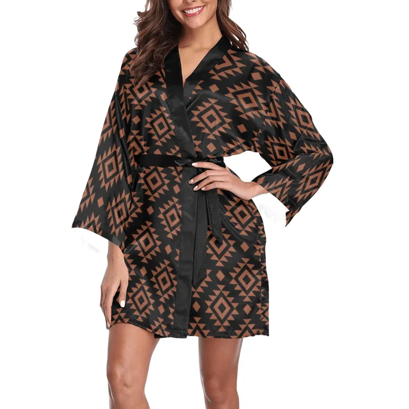 Brown Black Aztec Women's Lounge Kimono Robe made by Zulily