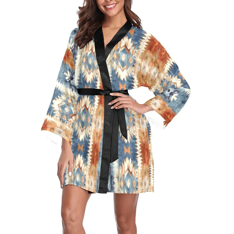 Blue Aztec Women's Lounge Kimono Robe made by Zulily