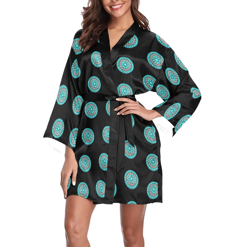 Turquoise Concho Women's Lounge Kimono Robe made by Zulily