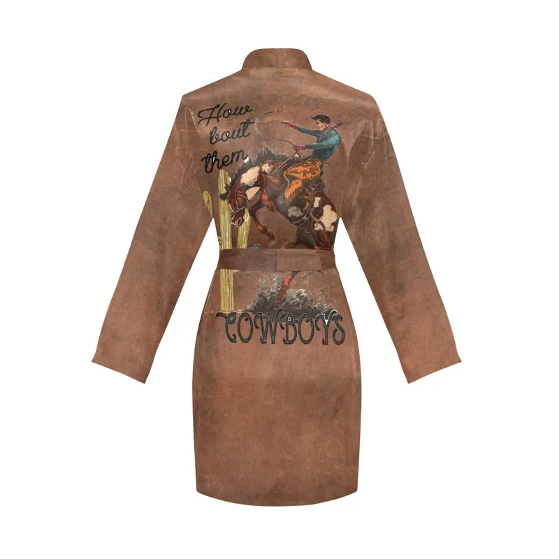 Them Cowboys Western Women's Long Sleeve Belted Satin Feel Dressing Lounge Robe made by Zulily