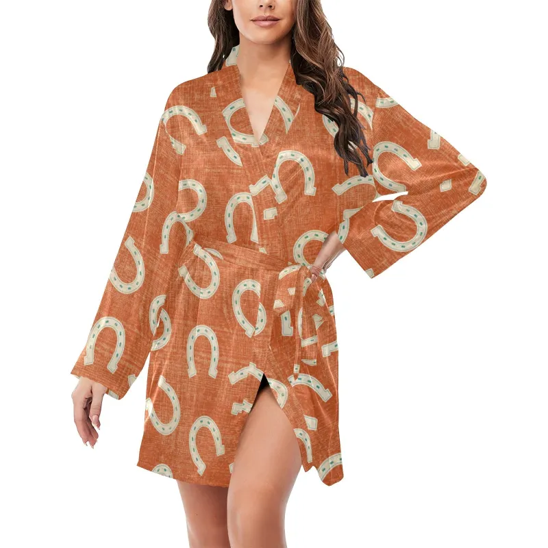 Rust Orange Women's Belted Satin Feel Dressing Lounge Robe made by Zulily